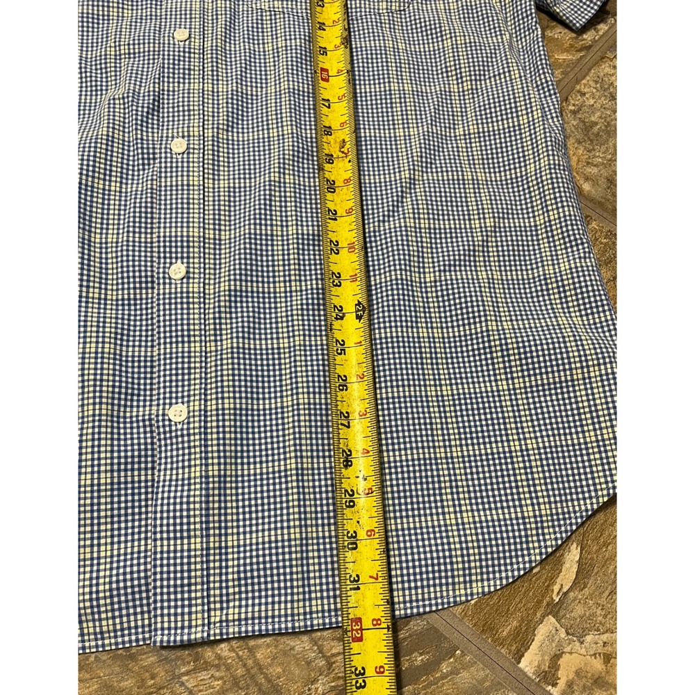 Columbia Shirt Mens Large Blue Gingham Check Short Sleeve Button Up - Picture 6 of 6
